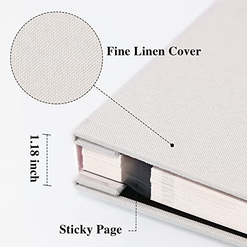 Vienrose Large Photo Album Self Adhesive for 4x6 8x10 Pictures Linen Scrapbook Album DIY 60 Blank Pages with A Metallic Pen - color: White, size: 11"x10.6" 60Pages