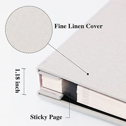 Vienrose Large Photo Album Self Adhesive for 4x6 8x10 Pictures Linen Scrapbook Album DIY 60 Blank Pages with A Metallic Pen - color: White, size: 11"x10.6" 60Pages