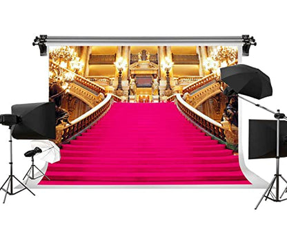 Pink Carpet Background,Golden Palace Gorgeous European Hall Photo Background,10x7ft,Photo Studio Props BJXTGU87 - color: Pink, size: 10x7ft