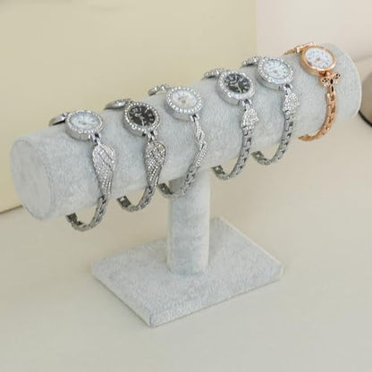 Jewelry Bracelet Storage Display Chain Watch T-Bar Rack Organizer Hard Stand Holder Jewelry Display Bracelet Display Velvet Grey Clour