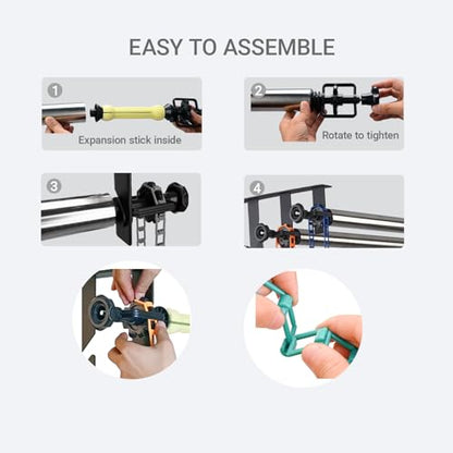 Photography Backdrop Roller Support System, 4 Rollers, 120-inch Stainless Steel Crossbars, Wall/Celing/Light Stand Backdrop Mount, Background Support