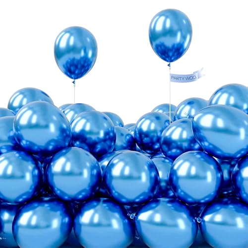 PartyWoo Metallic Blue Balloons 100pcs 5 Inch Small Mini Chrome Blue Latex Balloons for Graduation Wedding Baby Shower Engagement Baby Shower Wedding Bachelorette Birthday Party Decorations Blue-G106 - color: Blue-g106, size: 5 inch