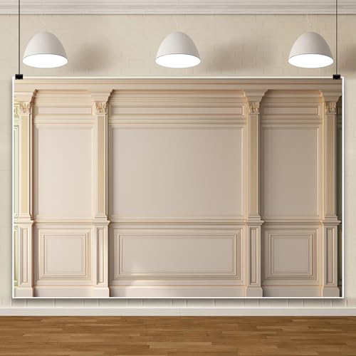 AOFOTO Vintage Room Inside Backdrop Classic French Frame Beige Walls Photo Background for Wedding Bridal Shower Party Banner Home Headboard Decor Wall Photo Studio Booth Props 7x5ft - color: Beige, size: 7x5ft
