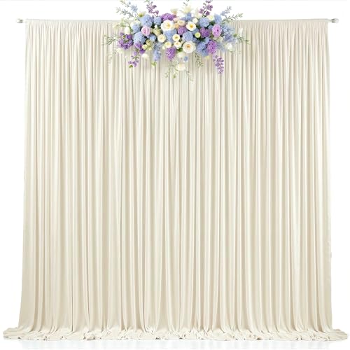 10ft x 8ft Photo Backdrop Curtains Beige Wrinkle-Free Polyester Fabric Backdrop Drapes for Wedding Baby Shower Birthday Party Photography Background Decoration - color: Beige, size: 5'(W) x 8'(H), 2 Panels