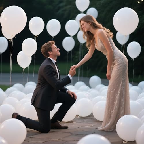 White Balloon 110pcs, 12 Inch Thickened Round Helium Balloons for New Years Christmas Birthday Engagement Bridal Shower Party Backdrop Decorations - color: B15-white, size: 12inch (Normal)