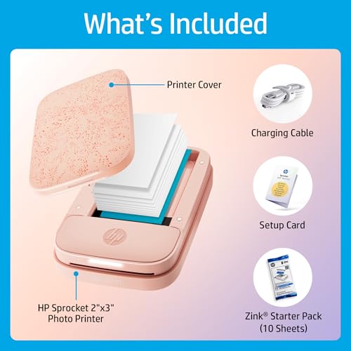 HP Sprocket Portable 2x3 Inch Instant Photo Printer (Blush Pink) Print Pictures on Zink Sticky-Backed Paper From Your iOS & Android Device - color: Pink, style: Printer