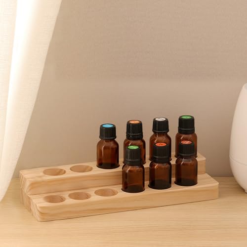 Essential Oil Display Stand Solid Wood Essential Oil Holder with 2 Tier Display Organizer Essential Oils Box Organizer Storage Rack for Organizing Displaying Holds 12 Bottles Shelves for Oil - style: 2 Layers