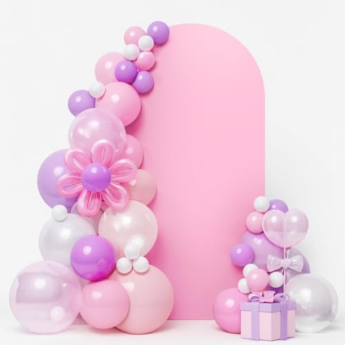 LEBENGURU Upgraded 5FT Wedding Arch Cover, Light Pink Spandex Fitted Arch Backdrop Cover, Round Top Chiara Stand Covers for Birthday Party Baby Shower Banquet Balloon Décor - color: Light Pink, size: 5FT