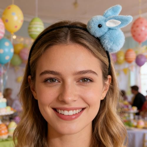 Pvoiue Easter Bunny Headband - Cute Plush Rabbit Hair Band for Women - color: Blue