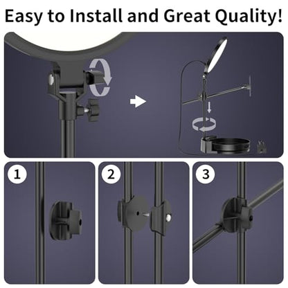 Selfie Light Kit for Desk and Laptop,55W Dimmable Full Screen Ring Light,with Rotating Storage Box,Pen Holder Stand,Phone Holder and Controller (Ice Blue, 10.5) - color: Ice Blue