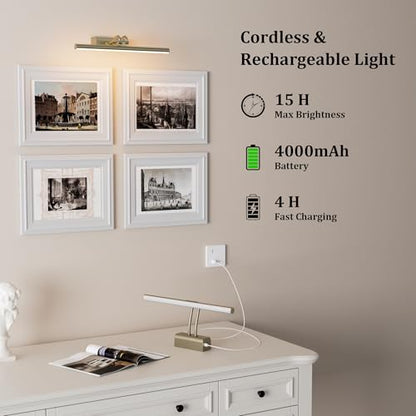 Picture Light for Wall, Antique Brass, Battery Operated - color: Antique Brass, size: 13.8Inch