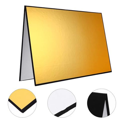 OUNONA Foldable A3 Reflective Board Photography Cardboard Light Diffuser Reflector for Still Life, Cosmetics, and Food Shooting with Black, White, and Gold Surfaces, Portable Studio