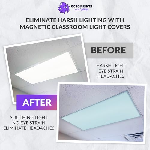 OCTO LIGHTS Magnetic Light Covers for Ceiling Lights Classroom Fluorescent Light Covers Solid Light Blue 2x4 Ceiling Light Cover for Classroom Lights, Office, and Medical Spaces (Pack of 1) - color: Light Blue