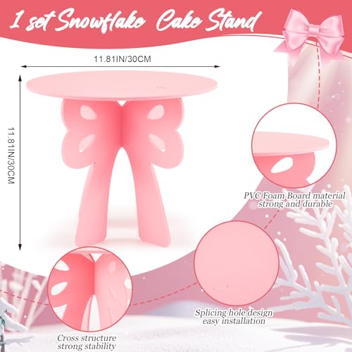 Lallisa Bow Cake Stand Pink Coquette Party Decorations 3D PVC Dessert Holder for Baby Shower Wedding Decor Holiday Props Theme Gift Birthday Bachelorette Bridal Party Supplies - color: Bow Pink, style: Bow