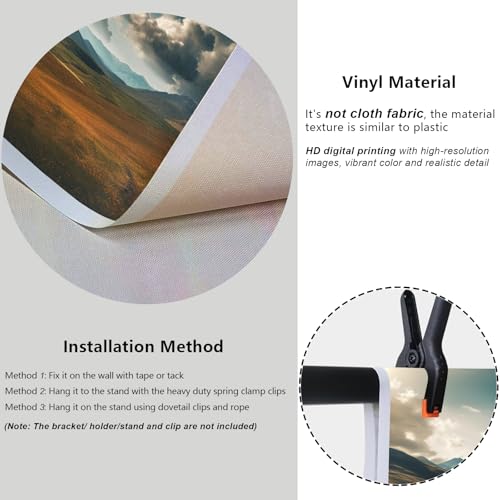 Nature Scenery Backdrop 12x8ft Prairie Mountains Sky Clouds Landscape Photography Background Party Banner Room Decorations Outdoor Travel Portraits Photoshoot Wallpaper Photo Studio Booth Props - size: 12ftx8ft