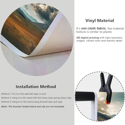 Nature Scenery Backdrop 9x6ft Prairie Mountains Sky Clouds Landscape Photography Background Party Banner Room Decorations Outdoor Travel Portraits Photoshoot Wallpaper Photo Studio Booth Props - size: 9ftx6ft
