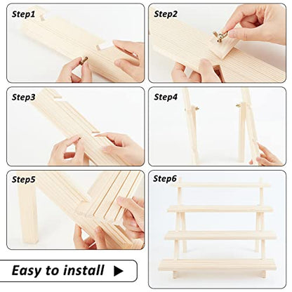 NBEADS 4-Tier Wooden Display Stand Riser, 12-Slot Earring Ring Holder Detachable Unfinished Wood Retail Jewelry Card Display Stand with Groove for Crafts Jewelry Storage Display, 15x15.7x12.6 - color: 4-Tier Wooden L.W.Thi: 15.35x15.75x12.6"