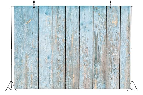 BELECO 10x10ft Fabric Blue Wood Backdrops for Photography Rustic Wood Wall Vintage Worn Wooden Boards Background Baby Shower Birthday Party Wall Decor Newborn Baby Kids Children Portrait Photoshoot - size: 10x10FT