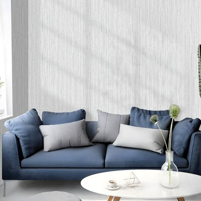 Beige Grey Grasscloth Wallpaper Peel and Stick 15.74" X 472.44" Removable Contact Paper Linen Wallpaper Self-Adhesive Waterproof Vinyl Rolls for Room Cabinets Furniture Desk - color: Beige Grey, size: 15.7" x 472.4"