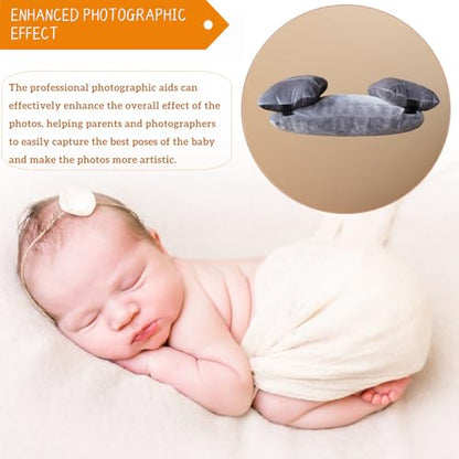 3 PCS Newborn Photography Props, 0-3 Months Baby Posing Aid Pillow, DIY Newborn Professional Photograph Shoot Set (Grey) - color: Grey