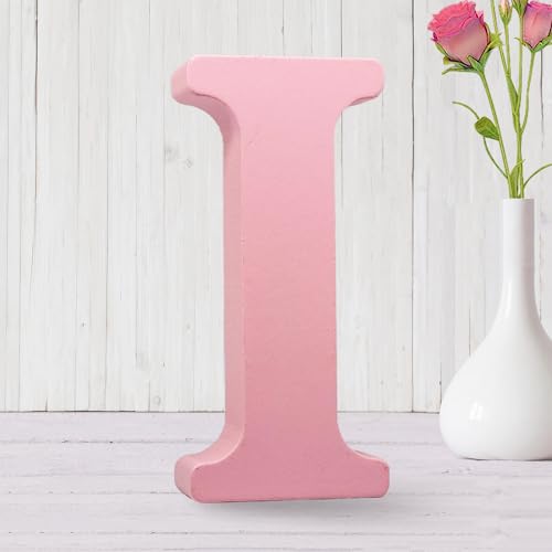 AOCEAN 6 Inch Pink Wood Letters Unfinished Wooden Letters for Wall MAGA Decorative Standing Letters Slices Sign Board for Crafts Christmas Decoration Home Party Projects (I) - style: I