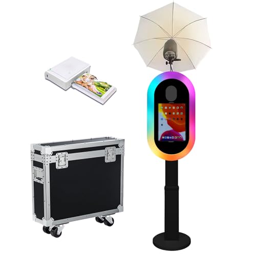Soft-Light Umbrella Photo Booth Shell Compatible with iPad Tablet 10.2''-13'' Selfie Protable iPad Photo Booth Machine with Flight Case (Black, Machine+Printer) - color: Black, size: Machine+Printer