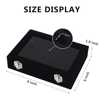 Velvet Jewelry Box 24 Grid Jewelry Earrings Display Organiser Box Ring Tray Holder Earrings Storage Case for Girls Women Wife Mom (Black) - color: Black