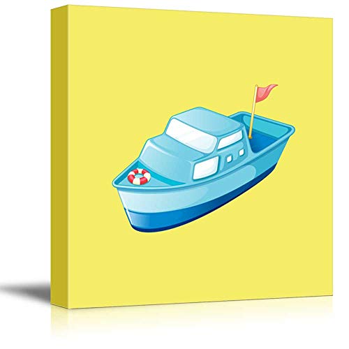 wall26 - Square Canvas Wall Art - Little Yacht - Kid's Room/Nursery Wall Art Vibrant Color & Ready to Hang - 12x12 inches - color: Artwork - 10, size: 12"L x 12"W