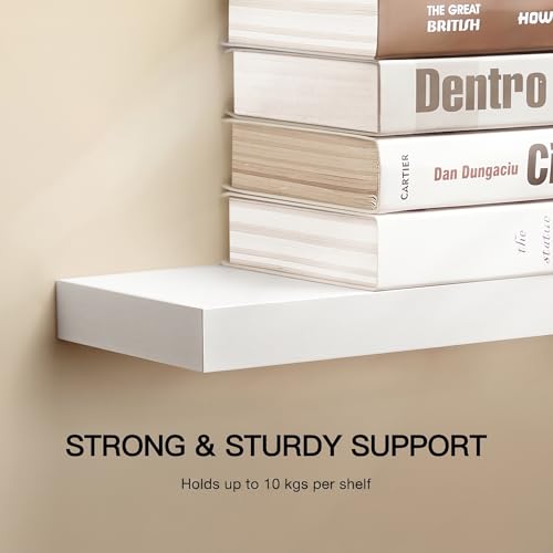 AMADA HOMEFURNISHING Floating Shelves Wall Mounted, 24 x 7 Inch Wall Shelves for Bathroom, Bedroom, Living Room, White Shelves Set of 2 - color: White, size: 24 inches