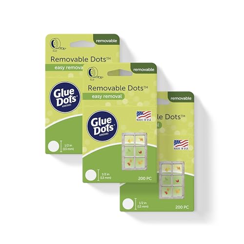 Glue Dots Double-Sided Removable Dots, 1/2'', Clear, 3 Pack includes 3 rolls of 200 (600 total dots) - size: 3 Pack, style: Removable Dots Roll