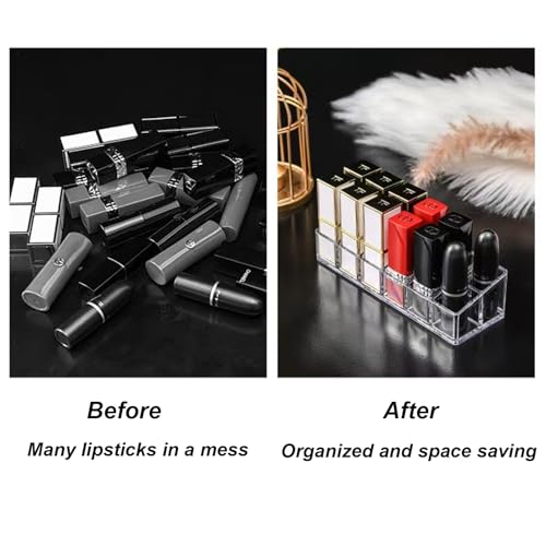 Clear Acrylic Lipstick Lip Gloss Organizer 12 Slots Comestic Display Holder for Nail Polish Essential Oil - size: 12 Spaces