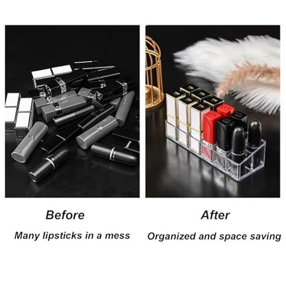 Clear Acrylic Lipstick Lip Gloss Organizer 12 Slots Comestic Display Holder for Nail Polish Essential Oil - size: 12 Spaces