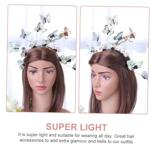 SEWACC 2pcs Butterfly Hairband Set for Women Brides, Wedding Photo Props, Plastic Headbands in Plain Blue and Neutral Colors, Bridal Hair Accessories for Photography and Special Occasions