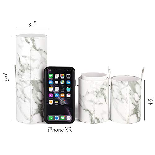 Makeup Brush Holder Travel Brushes Case Bag Cup Storage Dustproof for Women (Marble) - color: A-Marble