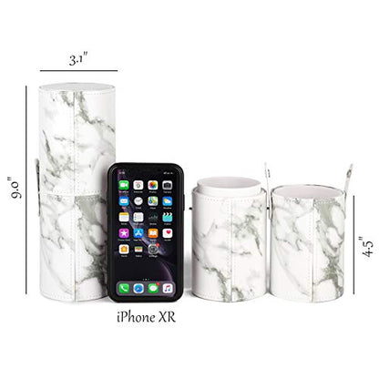 Makeup Brush Holder Travel Brushes Case Bag Cup Storage Dustproof for Women (Marble) - color: A-Marble