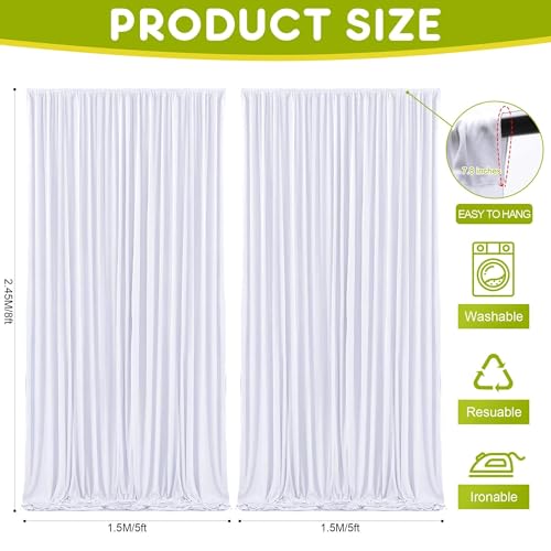 Wokceer White Backdrop Curtain for Wedding Parties 10x8FT Wedding Curtains Backdrop Drapes Polyester for Photoshoot Baby Shower Birthday Party Curtains Photography Background 2 Panels 5x8FT - color: White, size: 10FTx8FT