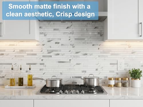 Yipscazo 2026 New Upgrade Peel and Stick Stone Metal Tile Backsplash, Stick on Tiles for Backsplash Kitchen, Bathroom (10 Sheets, Marble White Metal) - color: Marble White Metal