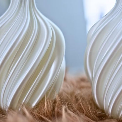 Threaded vase, Fluted Transparent, Modern, Suitable for Living Room, Dining Table, Entrance, Shelf, Wedding, Office, Coffee Table, Birthday, 5.9 inches (White-2) - color: White-2