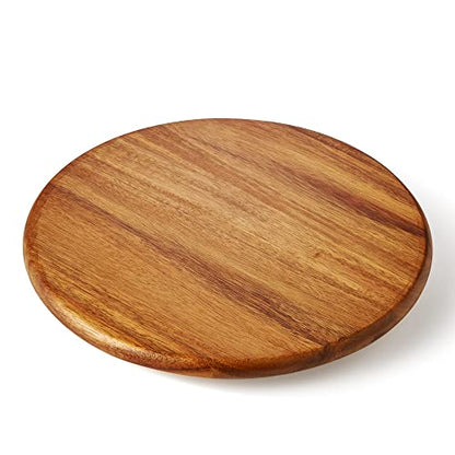Acacia Wood Lazy Susan Wood Turntable Tray Cabinet Organizer, 12" - size: 12"-wood