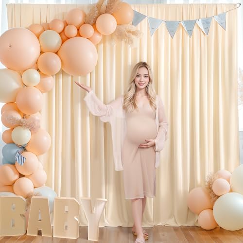 Deep Champagne Backdrop Curtain 4 Panels-Wrinkle-Free Curtains Polyester Photography Drapes for Baby Shower Birthday Party Photo Background Backdrop Stand- 16 X10FT (Champagne) - color: Champagne, size: W4' x H10'(4 panels)
