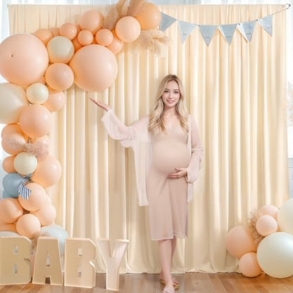 Deep Champagne Backdrop Curtain 4 Panels-Wrinkle-Free Curtains Polyester Photography Drapes for Baby Shower Birthday Party Photo Background Backdrop Stand- 16 X10FT (Champagne) - color: Champagne, size: W4' x H10'(4 panels)