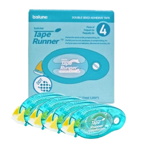 TAPE RUNNER Double Sided Dot 0.33" x 315" (Total 1,260") – 4 Pack Permanent Adhesive for Scrapbooking, Journaling, Card Making & Crafts – Photo Safe, Mess-Free, Made in Korea