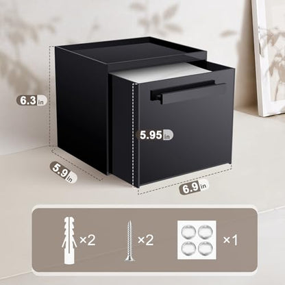 Disposable Face Towel Storage Box Compatible with Clean Skin Club Clean Towel XL Acrylic Cosmetic Organizer Container Box Facial Towels Holder with Drawer Wall-Mounted (Glossy Black) - color: Glossy Black