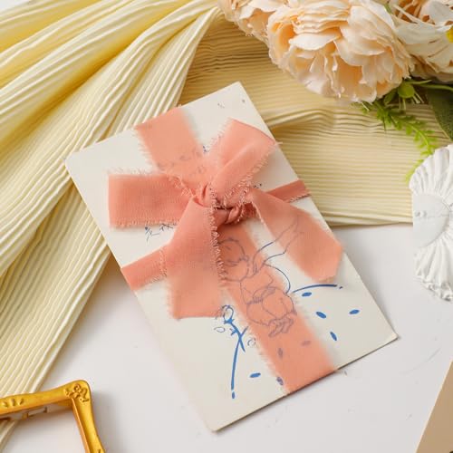 1" x 27 Yd Chiffon Ribbon Mixed Color Ribbons Set 9 Rolls Handmade Fringe Fabric for Wedding Invitations Bridal Bouquets DIY Crafts Home Decor Bow Making(9 Rolls*3Yd) - size: 1 Inch