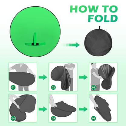 Portable Green Screen Chair, 57 in Collapsible Greenscreen Backdrop with Stand Double Sided Green Background, Chroma Key Backdrop for Zoom/Streaming, Gaming & Meetings - size: 57in