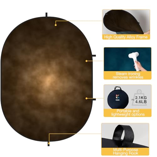 Kate Collapsible Backdrop Pop Up Backdrops Brown Blue Portable Background for Headshot, for Portrait Photography, for Video, for Live Stream, 5x6.5ft