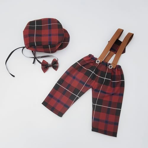 Newborn Baby Boy Suspender Pants Photo Outfits Gentleman Photography Outfit Girl - color: Color