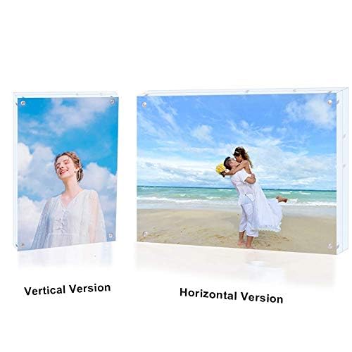 1Pack Acrylic Picture Frame,5x7 Clear Double Sided Photo Frame,Magnetic Photo Frames Desktop Display Family Baby Friends or Pet Dog Picture with Support Stand and Gift Boxes - size: 5x7in-1