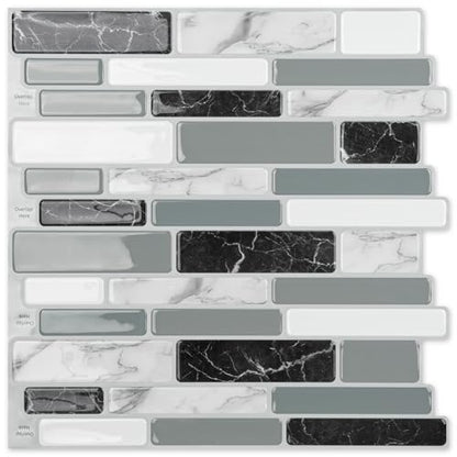 Art3d 20-Sheet Peel and Stick Kitchen Backsplash Tiles, Self-Adhesive Wall Tiles for Kitchen and Bathroom, 12"x12", Marble Grey