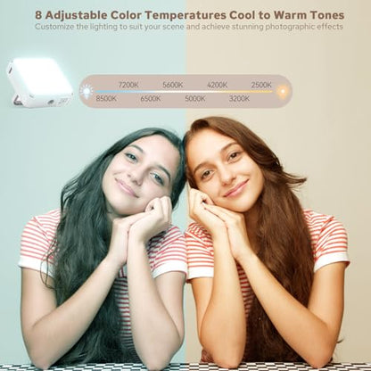 ZENIKO VS5 R Magnetic RGB LED Video Light with Soft Diffuser, Small Panel Light for Photography, Vlog, Live Streaming, HSI 36000 Colors, 2500K-8500K, CRI 95+, TLCI 96+, 13 FX Modes, APP Control - color: White